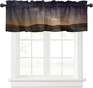 Amazon カフェカーテン おしゃれ 空 星 オレンジ ナチュラル 砂漠 遮像 Uvカット お風呂 小窓 出入り口 短い カーテン 間仕切り目隠し 半窓カーテン キッチン ボーダー 洗面所 居間 喫茶店 1枚 幅137cm X 丈45cm カフェカーテン オンライン通販