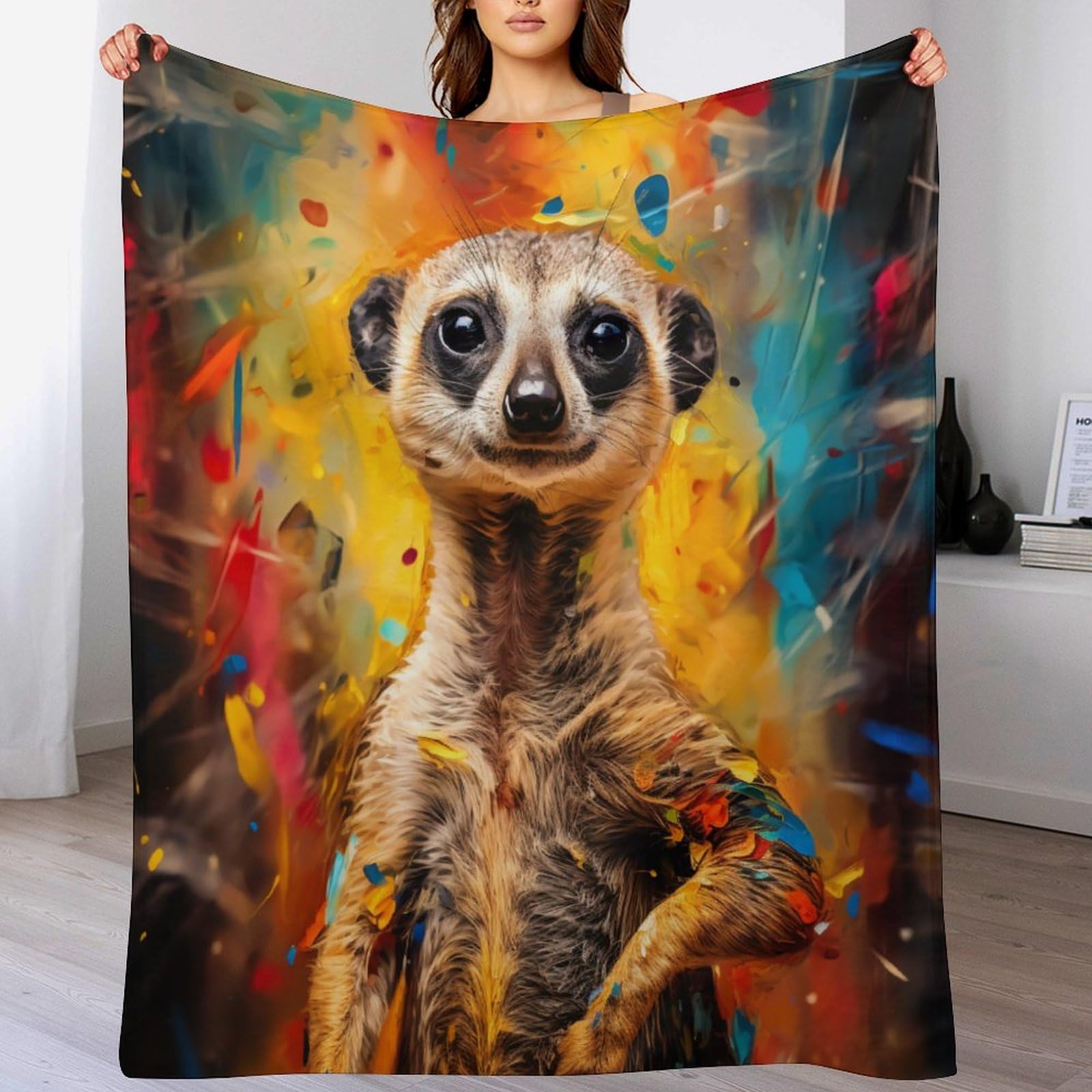 Plaid couverture polaire super douce Suricate, couverture en peluche moelleuse de qualité supérieure
