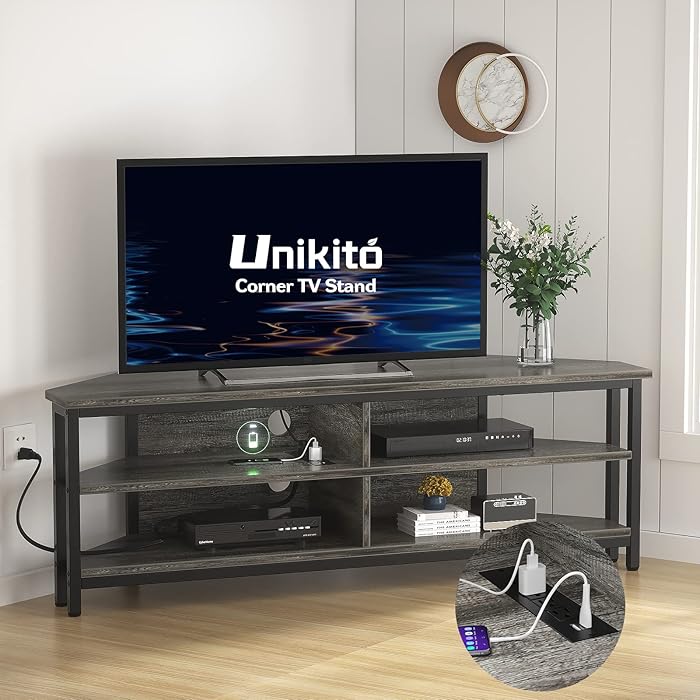 Buy Unikito Corner TV Stand with Power Outlet, Corner Entertainment