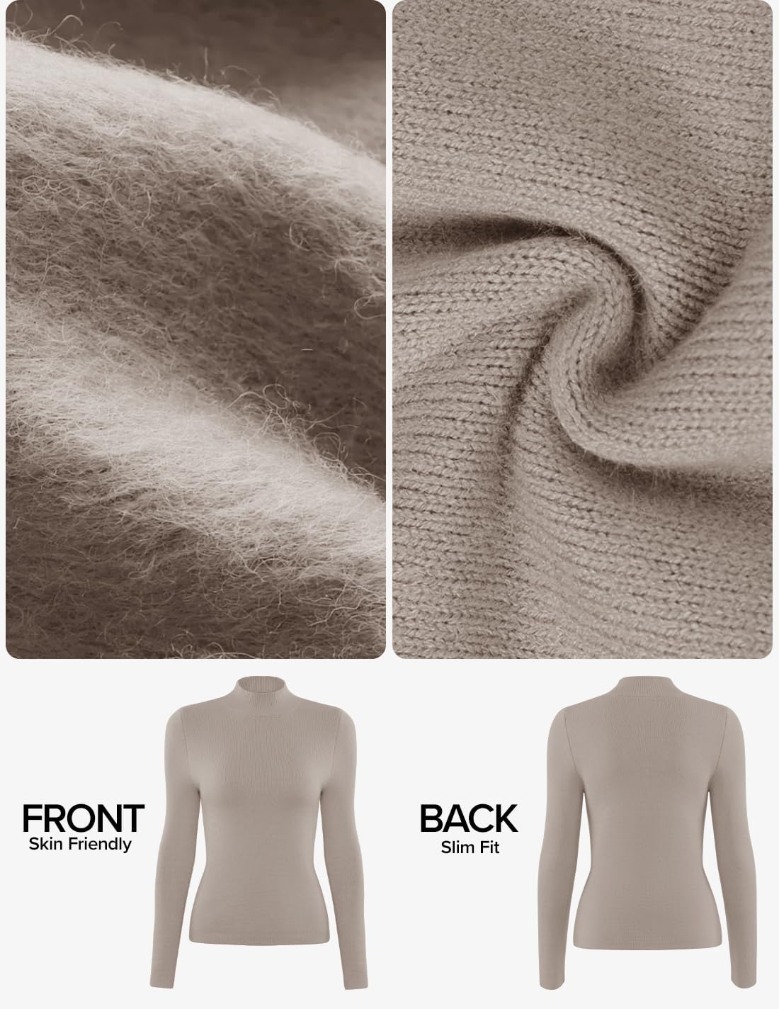 ZESICA Women's Fleece Sherpa Lined Sweater 2026 Winter Thermal Shirts Long Sleeve Mock Neck Slim Fitted Pullover Tops - Image 5