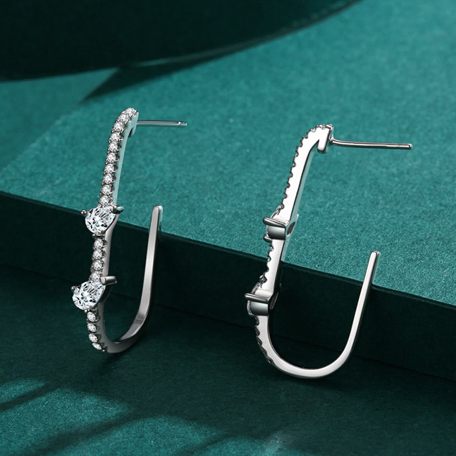 Pendientes de tuerca de plata de ley, aretes de metal para mujer, alambre de oreja con forma de pera, circonita cúbica, aretes de joyería sin níquel
