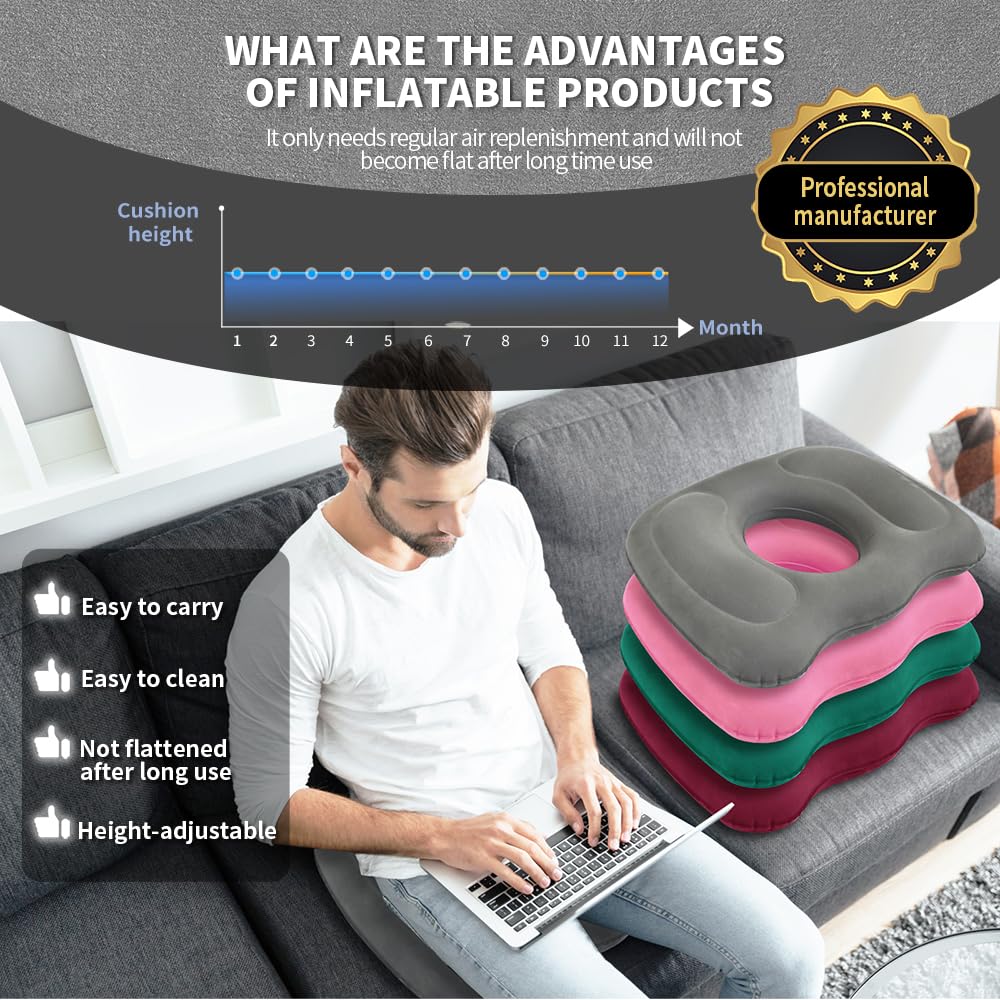 Seat Cushion For Tailbone Pain Relief Inflatable Donut Seat