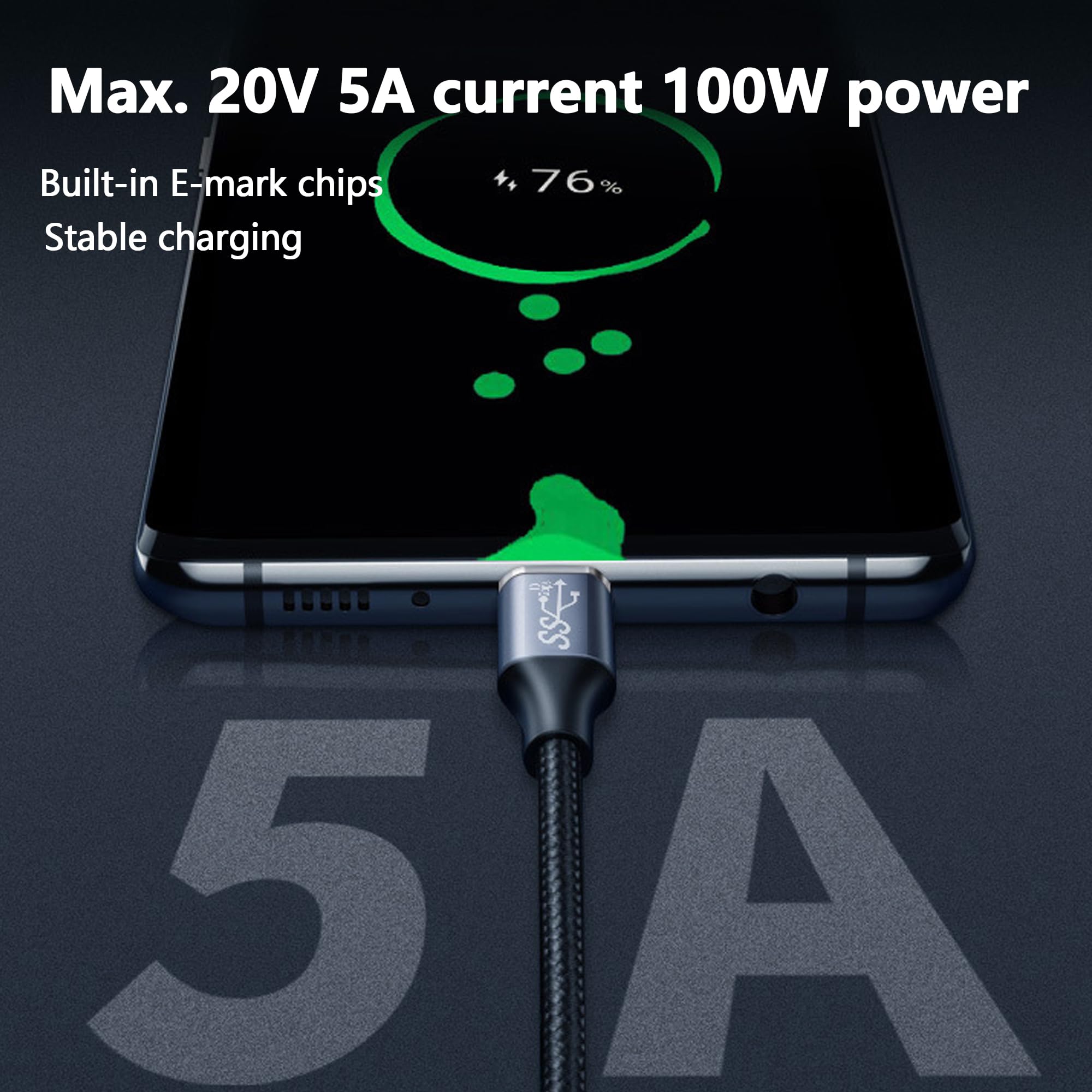 U-förmiges USB-C Kabel 3.2 Gen2 – 100W Laden, 10 Gbps, 4K@60Hz, 1 M