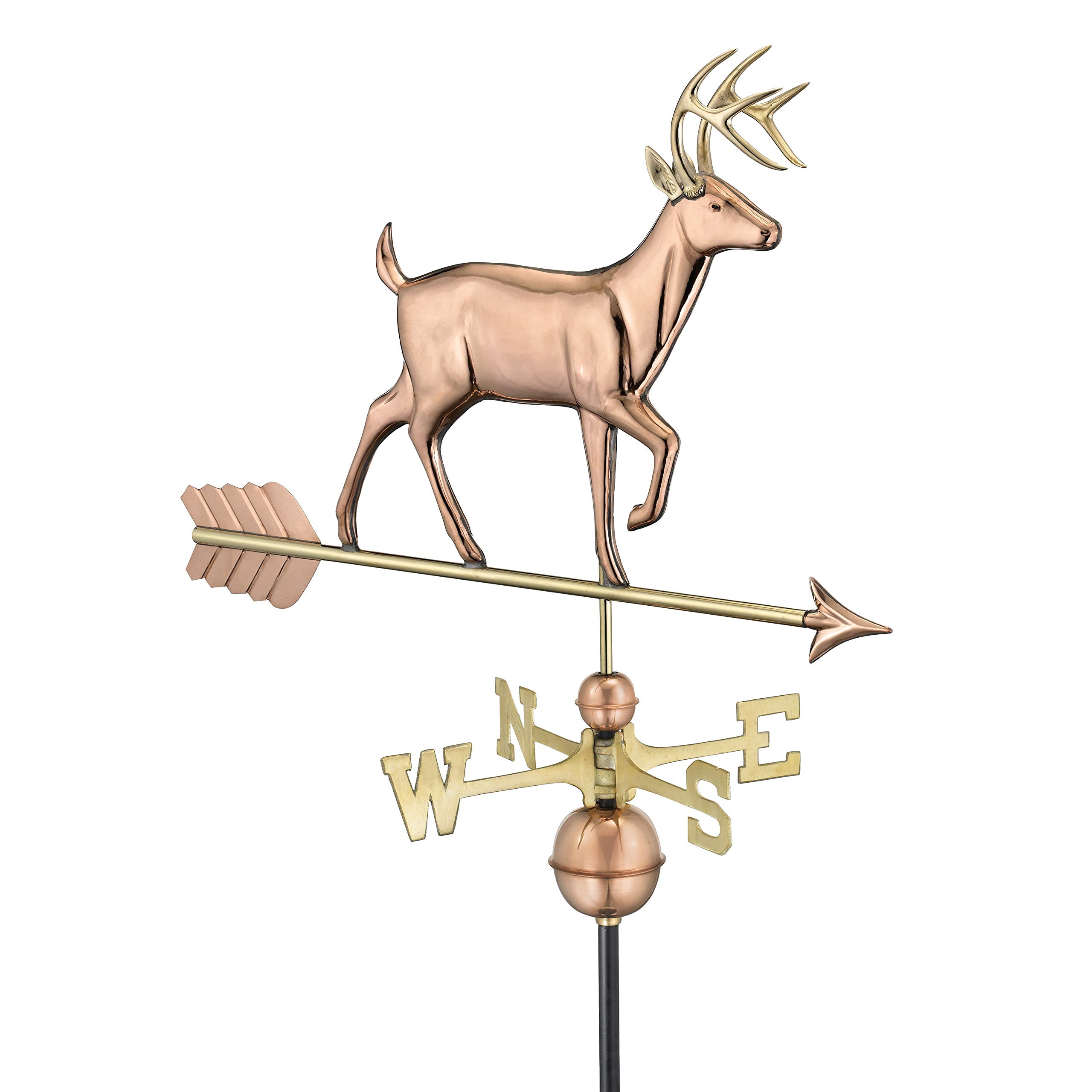 Good Directions White Tail Buck / Deer Weathervane, Pure Copper, Rooftop, Roof Décor, Wildlife