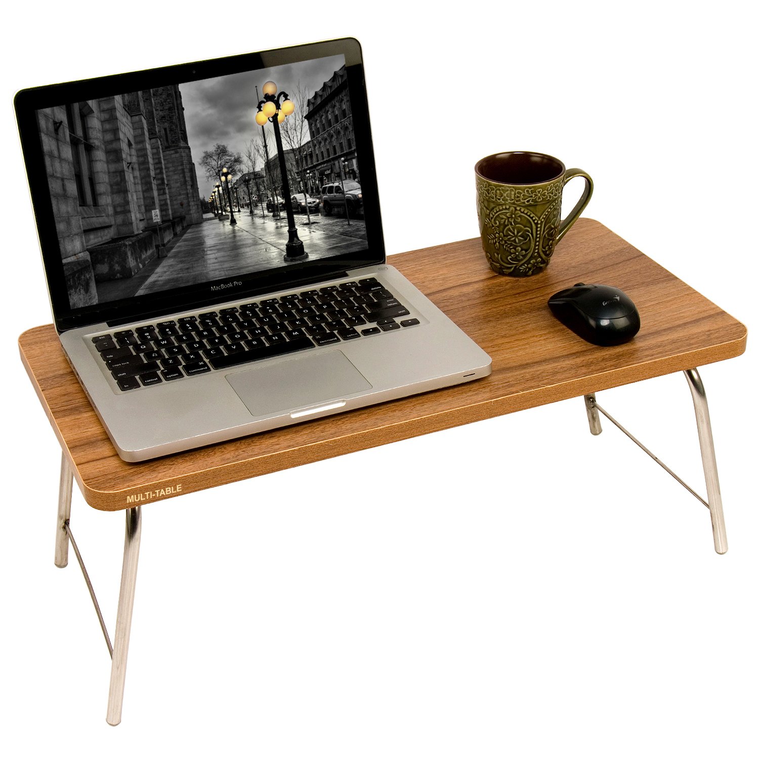 MULTI - TABLE Wooden Foldable, Multipurpose (Study Table/Reading Table/Eating Table/Craft-Work/Bed Table) Bed Laptop Table with Stainless Steel Legs in Modern Shades (Color Shade May Vary a Little)