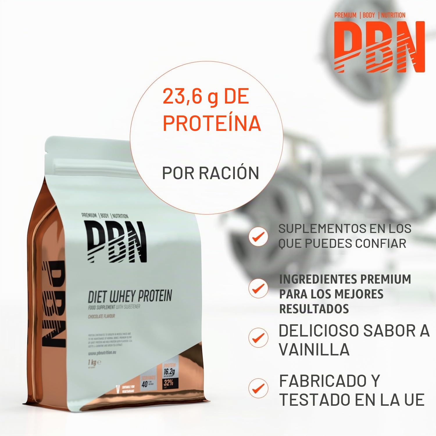 Premium Body Nutrition - Paquete de proteína de suero de LECHE light, 1 kg, Sabor Vainilla