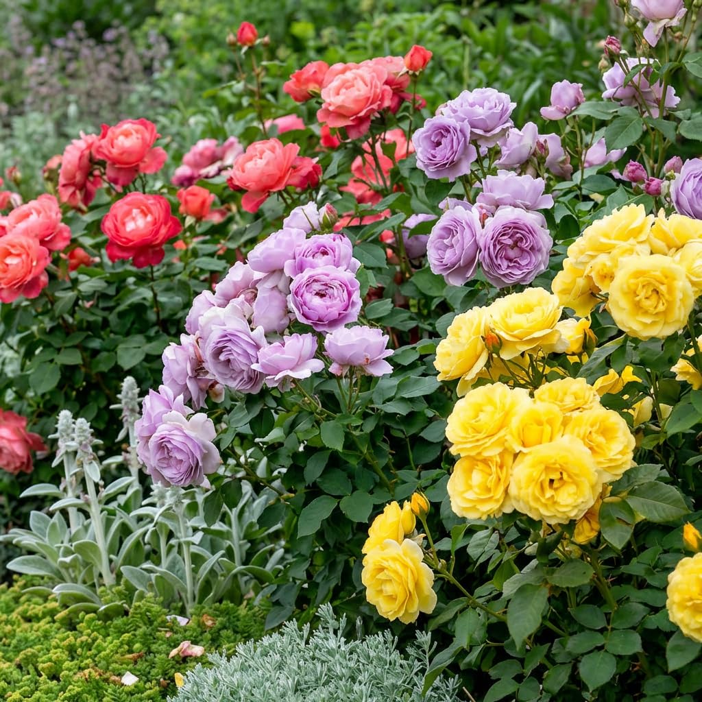 Rose Collection - 3 Plantes - Fleurs à Planter Exterieur - Parfumées - Vivaces & Résistantes - Plantes de Hollande - Mélange Coloré (pas de graines, pas artificiel)