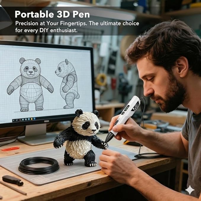 Lápiz 3D LinkSpoX con Pantalla LCD, Temperatura Ajustable, Compatible PLA/ABS miniatura 8