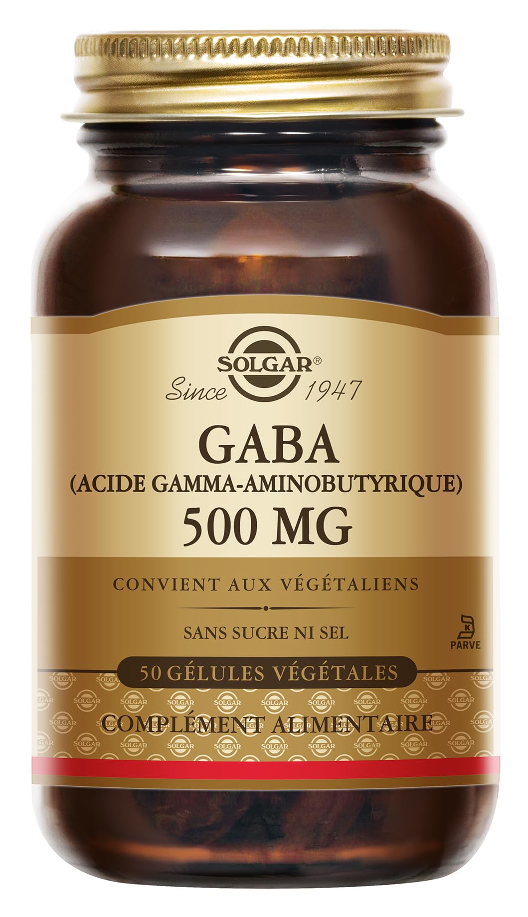 Solgar GABA 500 mg - Acide Aminé - Vegan - Neurotransmetteur - Système nerveux -