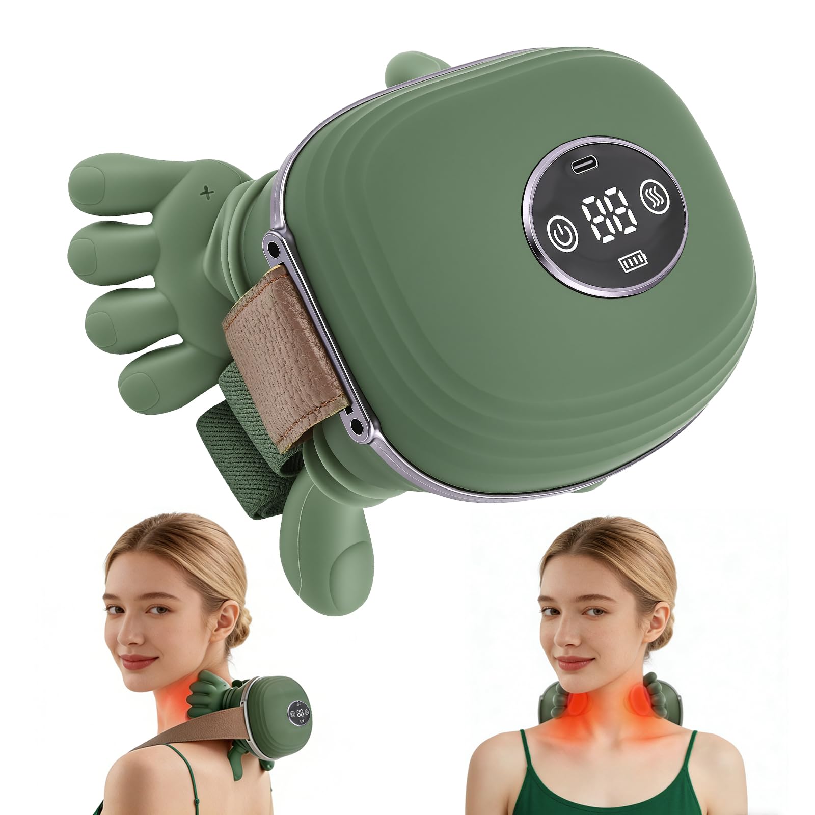 Massaggiatore per collo e spalla, tecnologia 6D Grip e testa impastata, 4 livelli di massaggio, 2 livelli di temperatura, massaggiatore elettrico per casa, ufficio e viaggi