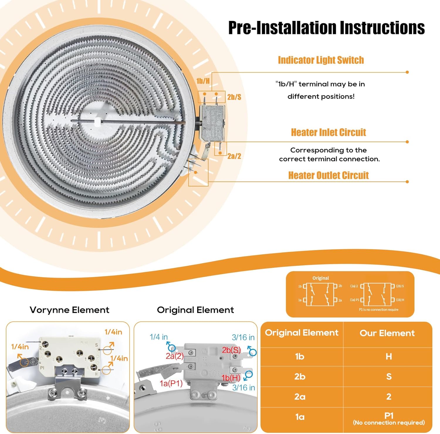 W10823692 316555800 9"/6" Dual Radiant Surface Element for GLEC30S8ASA 79095922302 KECC508GBL2 GJC3654RB00 Kenmore,Frigidaire,KitchenAid&Whirlpool Range – Replaces DG47-00043B 316418400