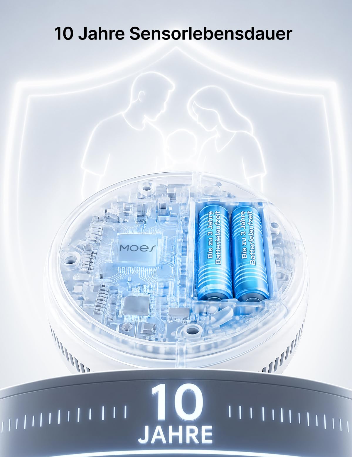 MOES Rauch- CO-Melder Smart, 10 Jahren Sensorlebensdauer, App-Alarm, 85 dB | Zigbee-Gateway erforderlich, LCD-Echtzeitdaten, App-Steuerun, Nach EN 14604 und EN 50291 geprueft, Batteriebetriebener