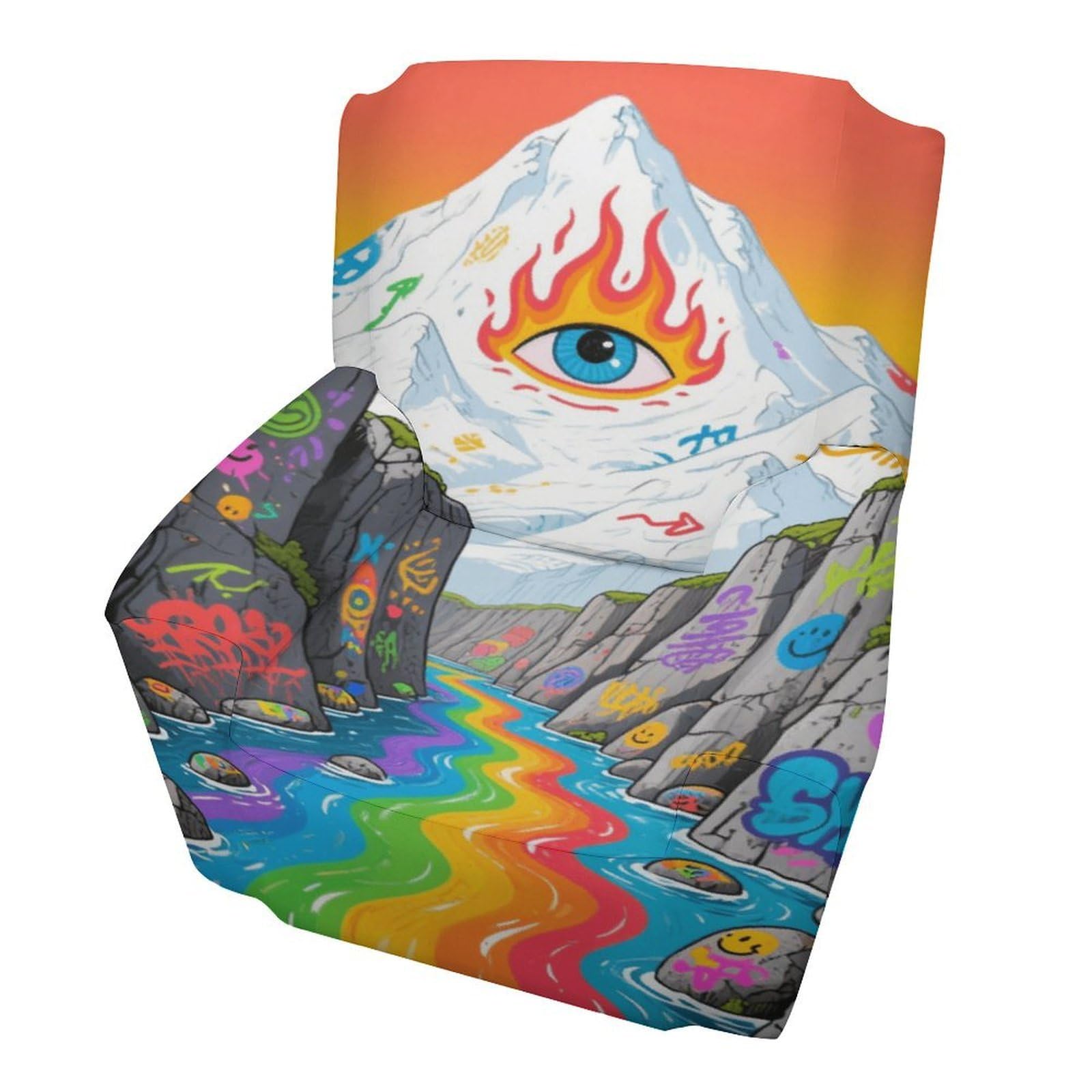 Fekiloot Style Graffiti Snow Mountain Valley Couch Cover Sofa Cover Sofa Slipcover