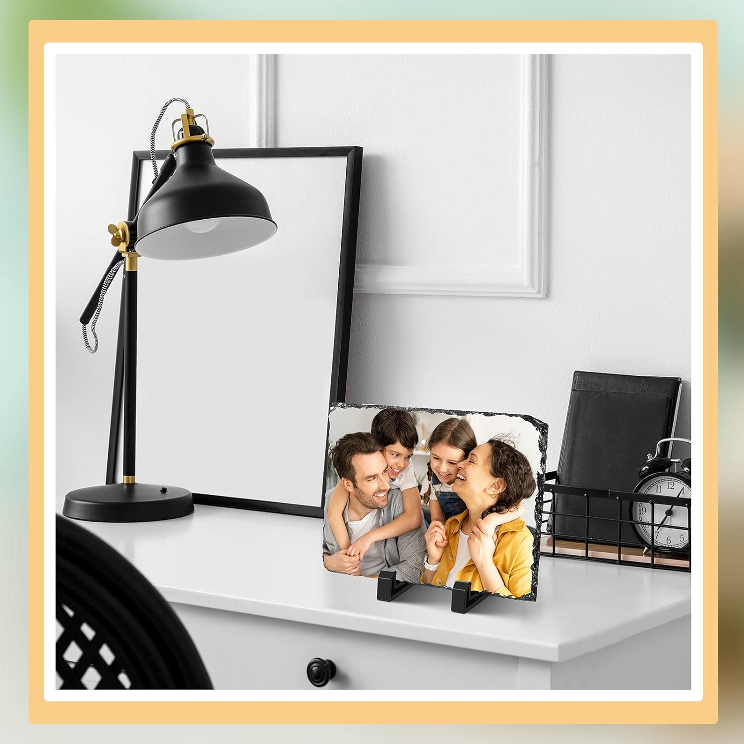 Sasylvia 10 Pcs Sublimation Slate Blanks Rectangular Heart Slate Rock Stone Photo Frame with Display Stand Sublimation Blank for Valentines Wedding Gifts Desktop Souvenir, 7.9" x 5.9", 5.9" x 5.9"