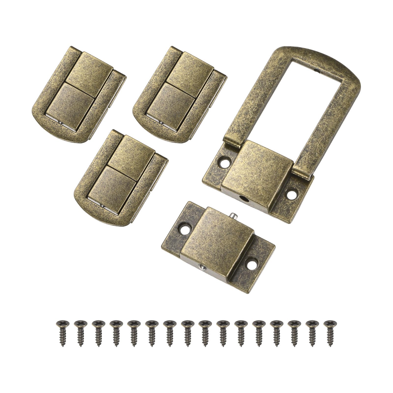 M METERXITY 4 Pack Toggle Catch Lock, 1.7 x 1.26 in Metal Hasp Latches Decorative Clasp with Screws for Jewelry Case/Wooden Boxes/Suitcase, Retro Style Clasp [Bronze]