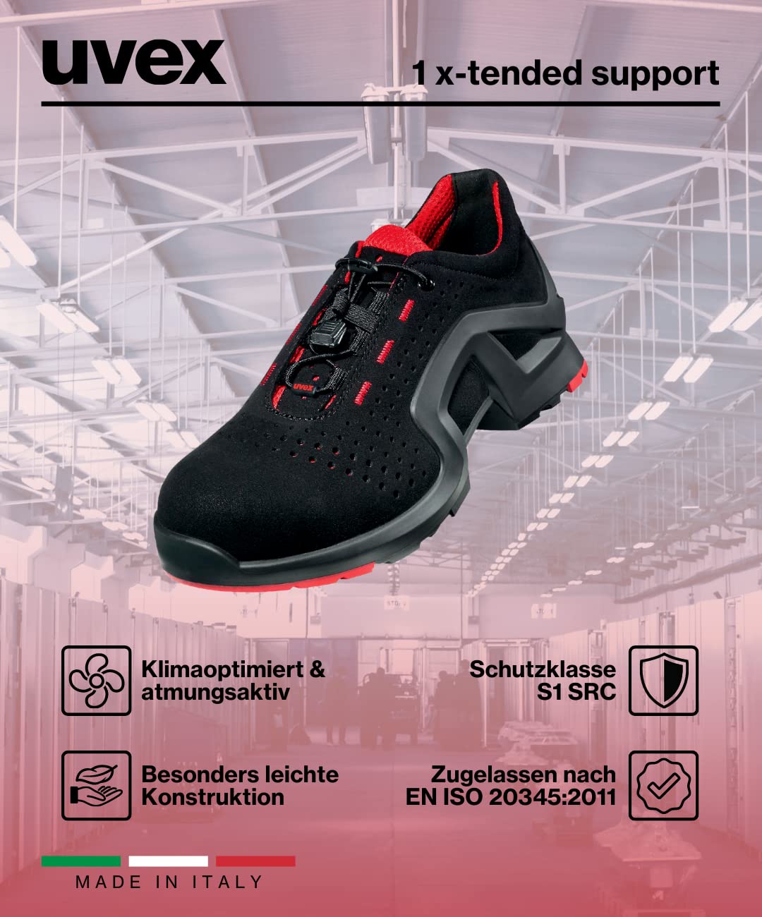 Uvex 1 Scarpe Antinfortunistica da Lavoro Industria e Edilizia S1 SRC - Nero