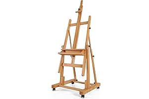 ELGE Heavy-Duty Extra Large H Frame Easel, Natural 82'' Canvas