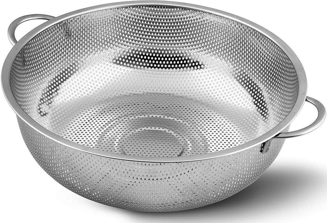 20CM| Multipurpose Stainless Steel Colander Strainer Drainer with Handle for Rice Fruits Vegetable Noodles Pasta Beans Grains Washing Filter Basket for Kitchen Bowl Storing and Straining Purpose