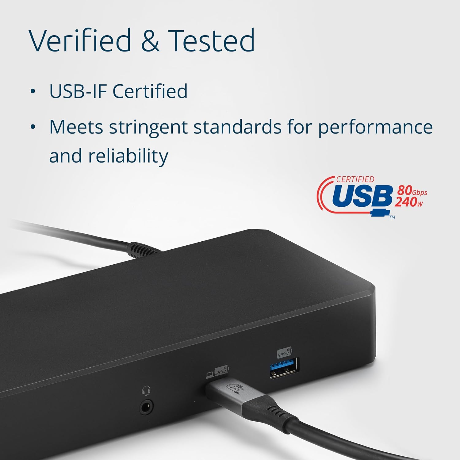 Kensington USB4® Cable 1.5m, 80Gbps, Supports up to 8K Video, up to 240W Power Delivery (PD 3.1), Compatible with USB-C Docking Stations (K32301WW)