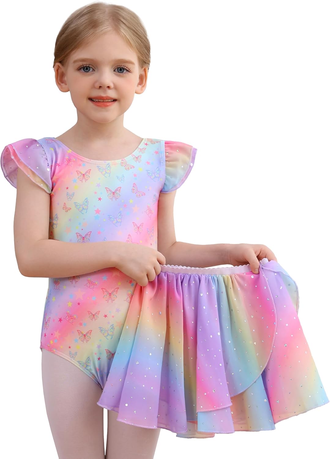 MdnMd Long Skirt Ballet Dance Leotards for Toddler Girls Ballerina Outfit Dress