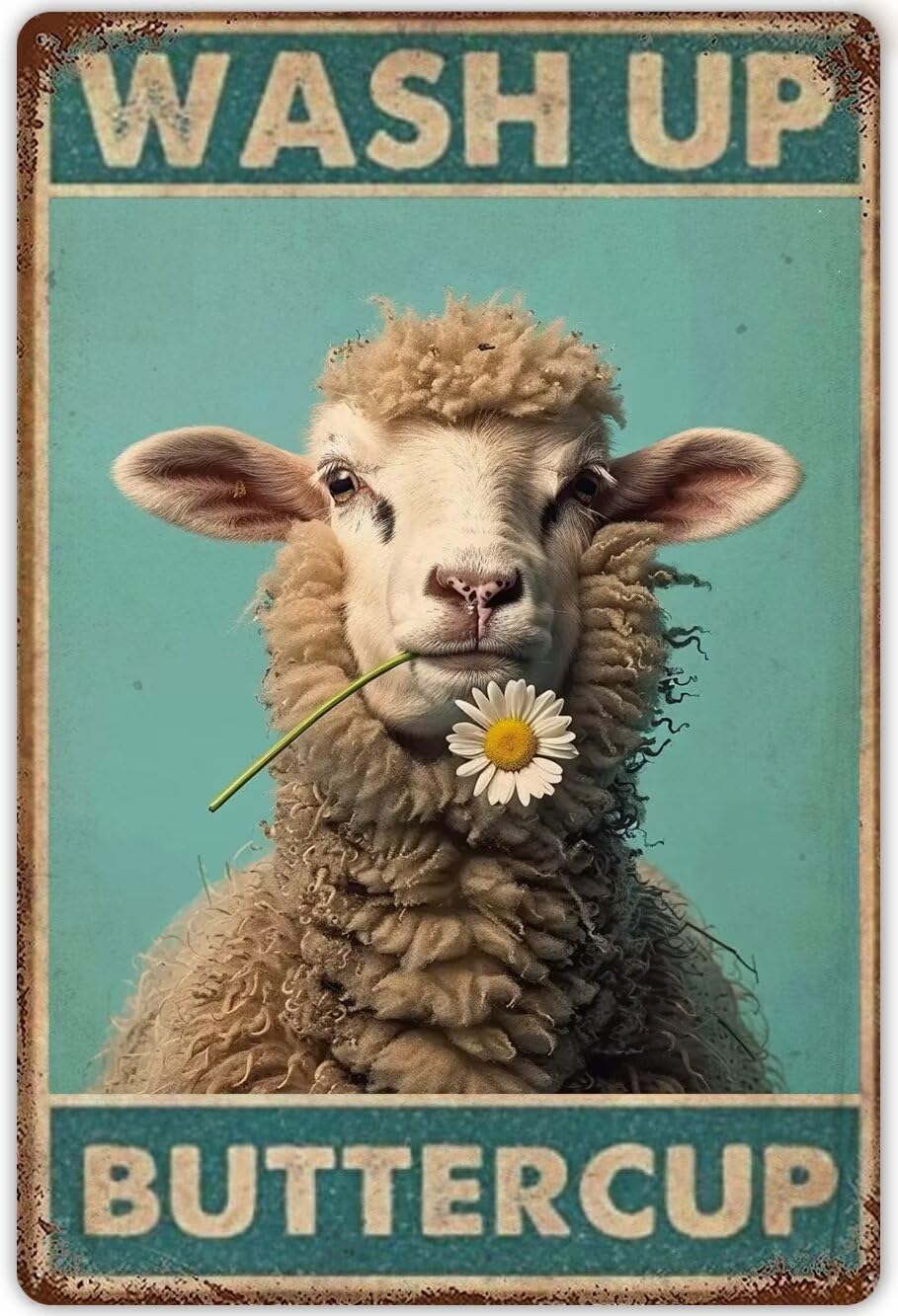 Anceky Sheep Painting Canvas Wall Art Living Room Posters Wash Up Buttercup Funny Bathroom Decor Wall Decor s For Retro Poster Bedroom Garage Club Bar Painting Unframed 20x30 Inch