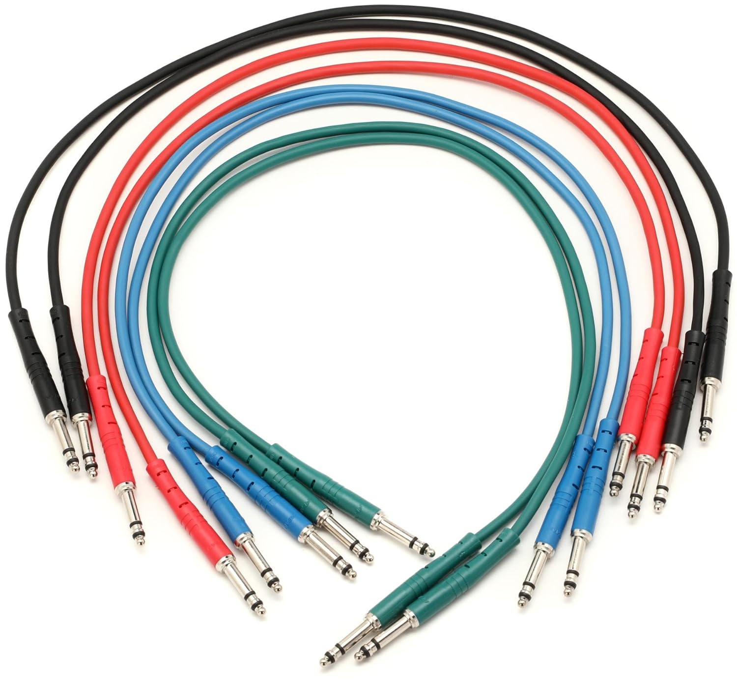 Stagemaster STT-1-1/2-8PK TT Patch Cable 8-Pack - 1.5 Foot (Assorted Colors)