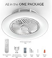 Vista 10 de Bladeless Ceiling Fan with Light and Remote Control 22" Low Profile Ceiling Fan Modern Enclosed Multi-Speed Indoor Ceiling Fan 3 Color Temperatures