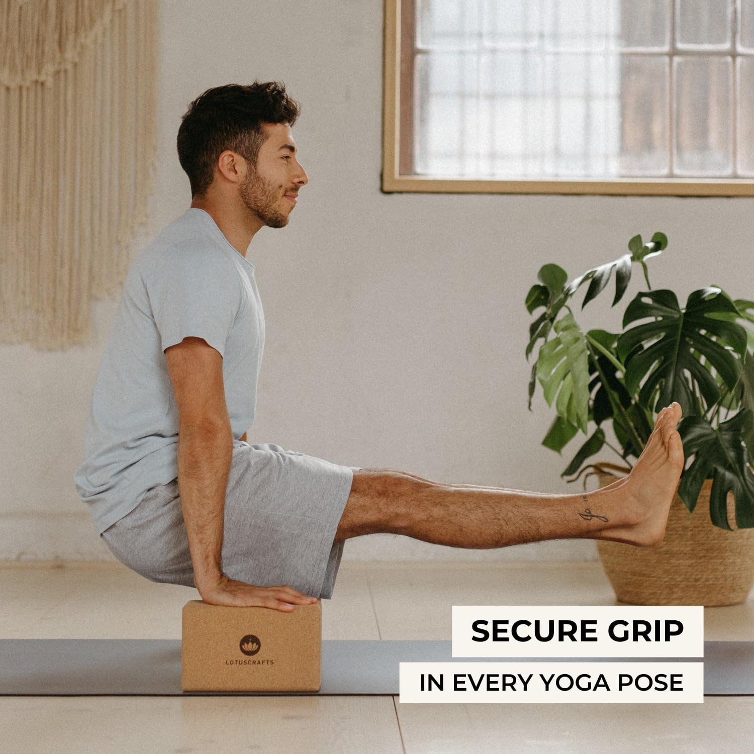 Lotuscrafts Supra Grip - Ladrillo de corcho para yoga, hecho ecológico, corcho natural de Portugal, bloque de yoga, bloque de yoga, ladrillo de yoga