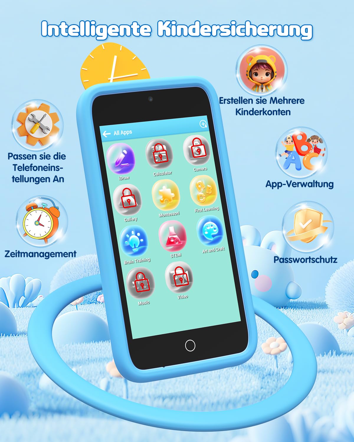 orantronx Kinder Handy Smartphone Spielzeug, 3.97" Kinderkamera Handy für Mädchen Jungen Geschenke ab 3 4 5 6 7 8-12 Jahre, Kinderhandy mit 200+ Lernspiele, Dualkamera, Kindersicherungs, MP3 Player