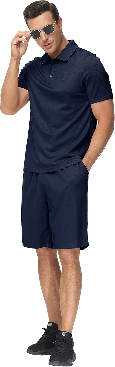 MoFiz Men's Sweatsuits Mens Short Sets 2 Piece Outfits Polo Shirts/Shorts Summer Suit Casua Set Lightweight Tracksuit - Image 3