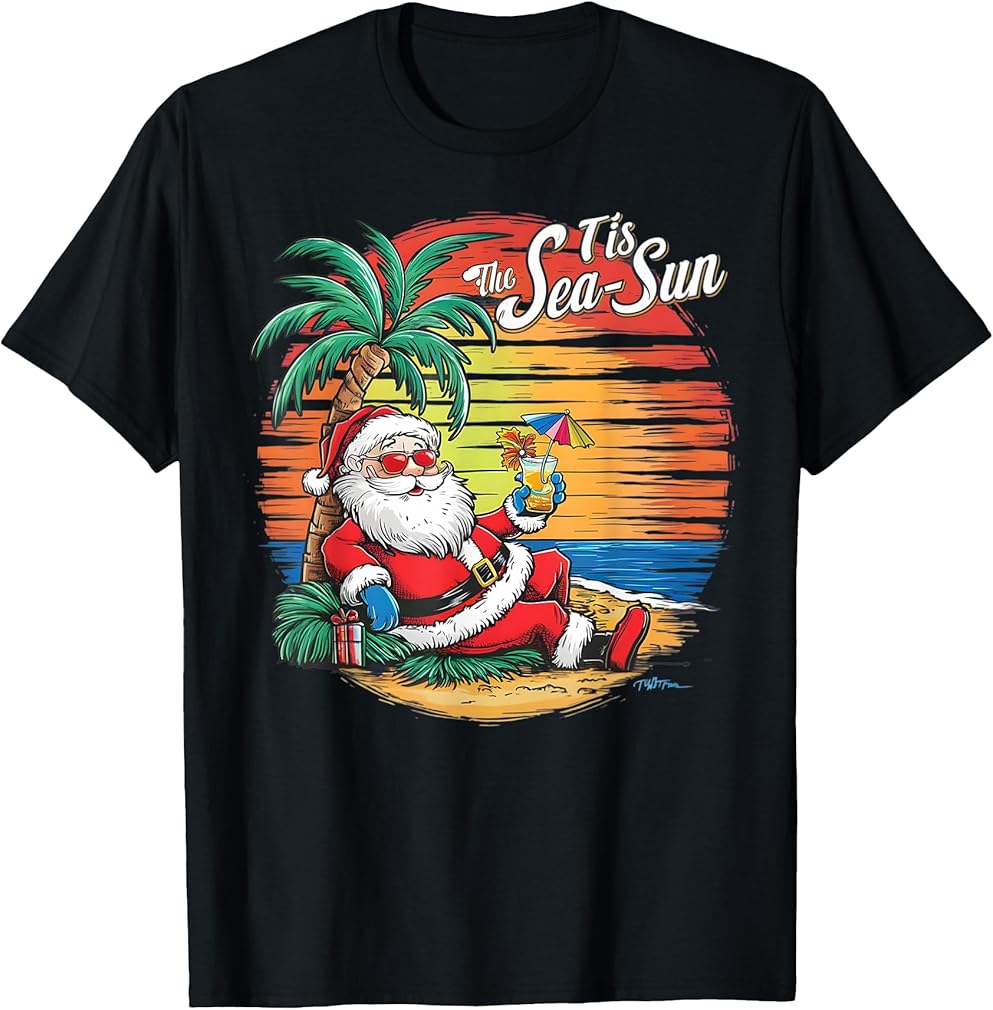 Santa Summer Boys Hawaiian Christmas In July T-Shirt