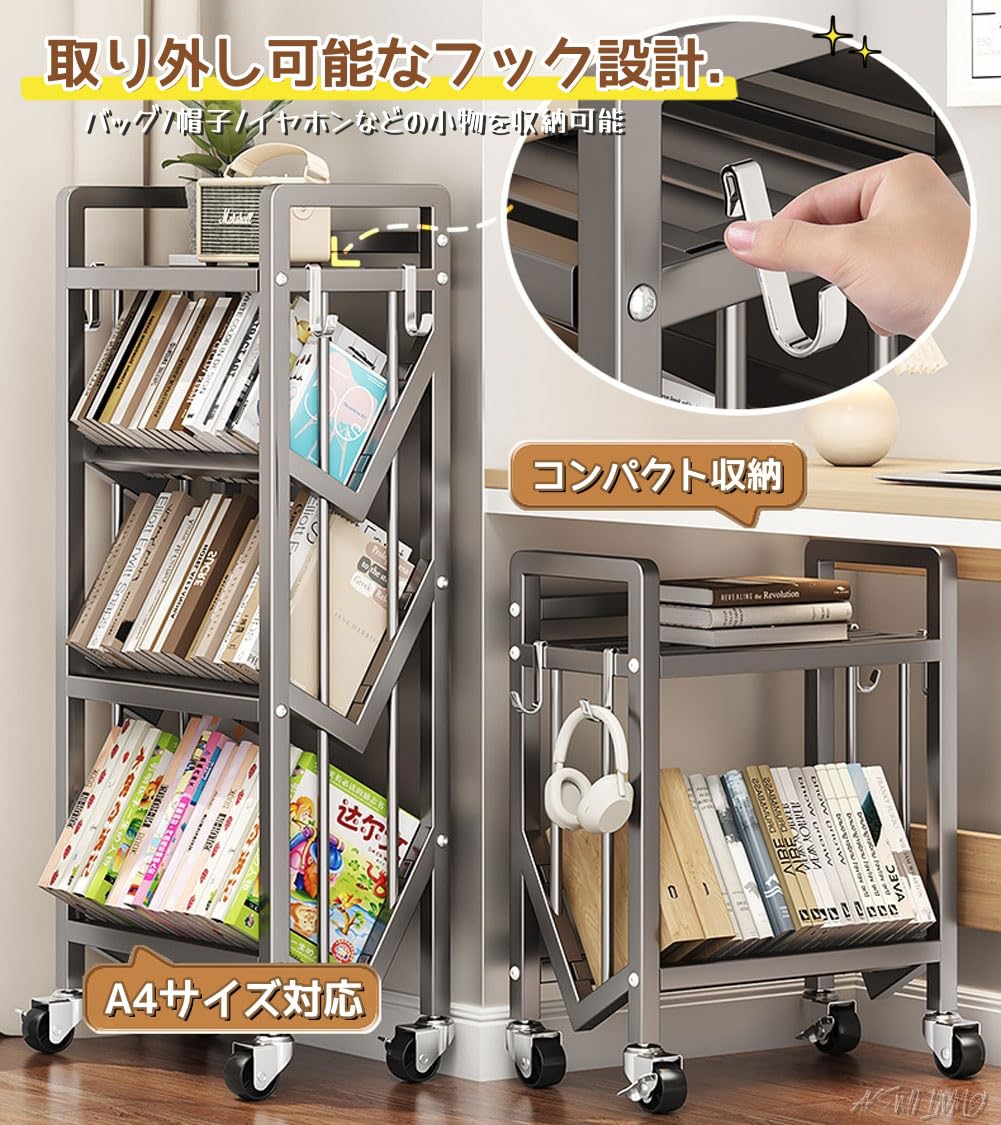 Amazon.co.jp: AKEMI LIVING ファイルラック ファイルワゴン 本棚 5段