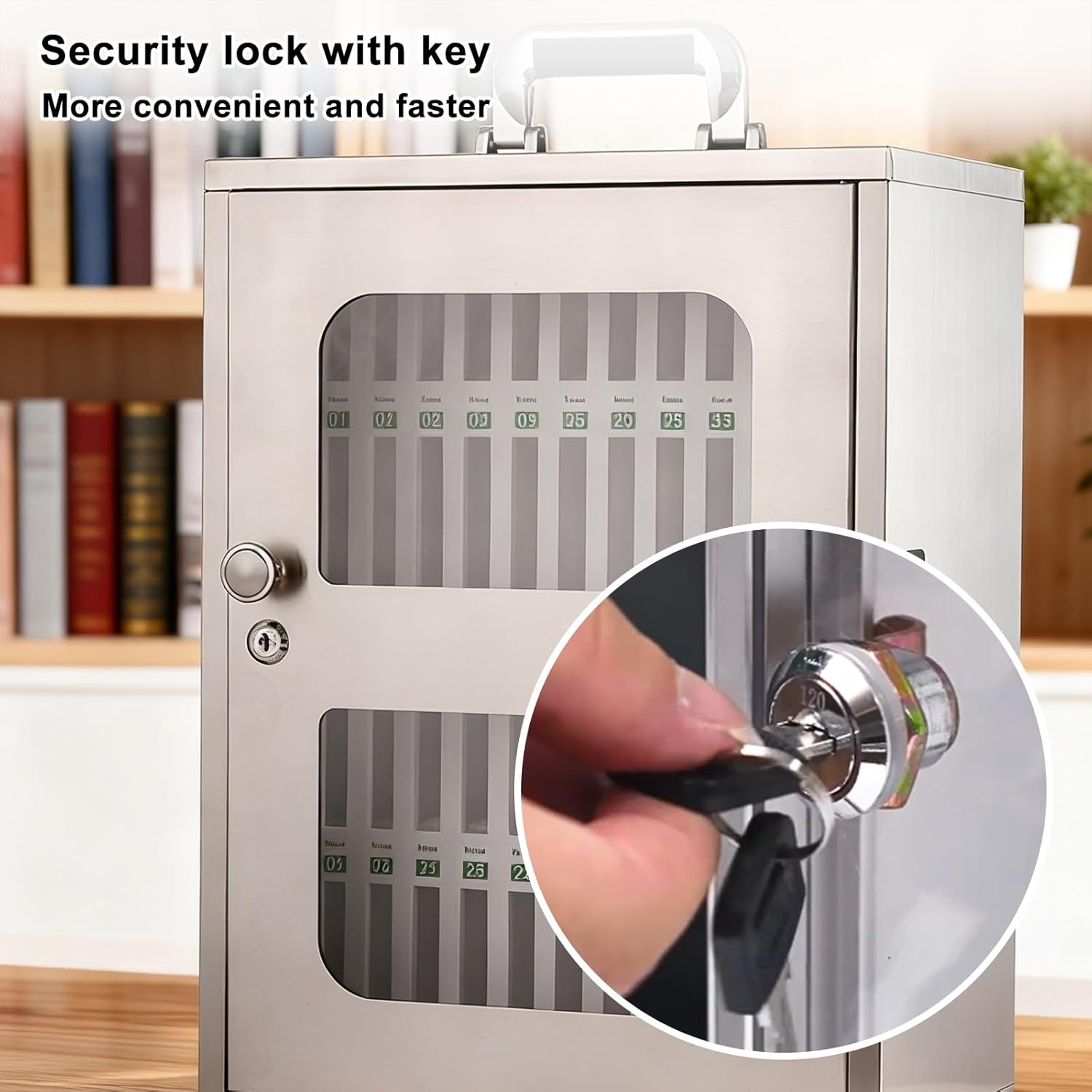 12/24/36/48/60 Position Cell Phone Cabinet, Stainless Steel Wall Mounted Cell Phone Cabinet with Safety Lock, for Classroom Office(36 * 21 * 60cm)