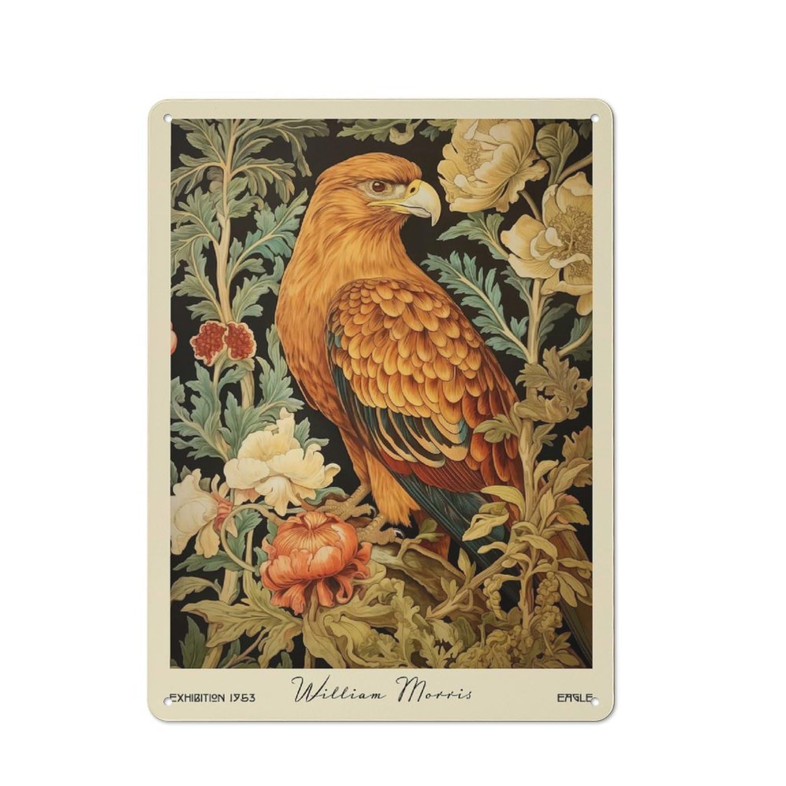 Junmoney Style-23 Country Metal Sign With William Morris Eagle Floral Design 40X30cm, Barn Style Farmhouse Wall Decor For Farmhouse Kitchen, Pantry Or Dining Area