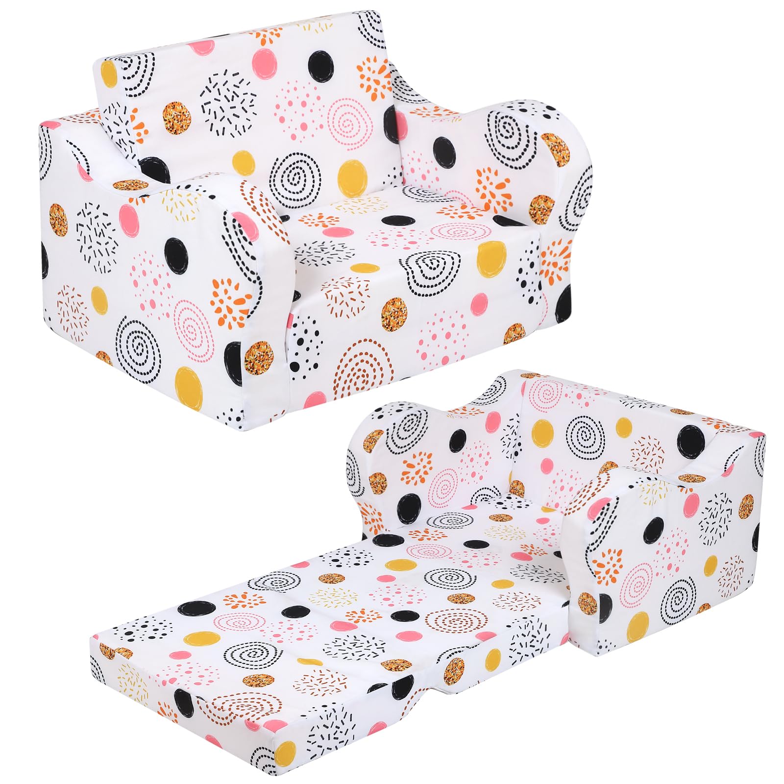 Firework Kids Sofa, 2-in-1 Kids Couch Fold Out, Convertible Sofa to Bed for Girls and BoysOEKO-TEX STANDARD 100