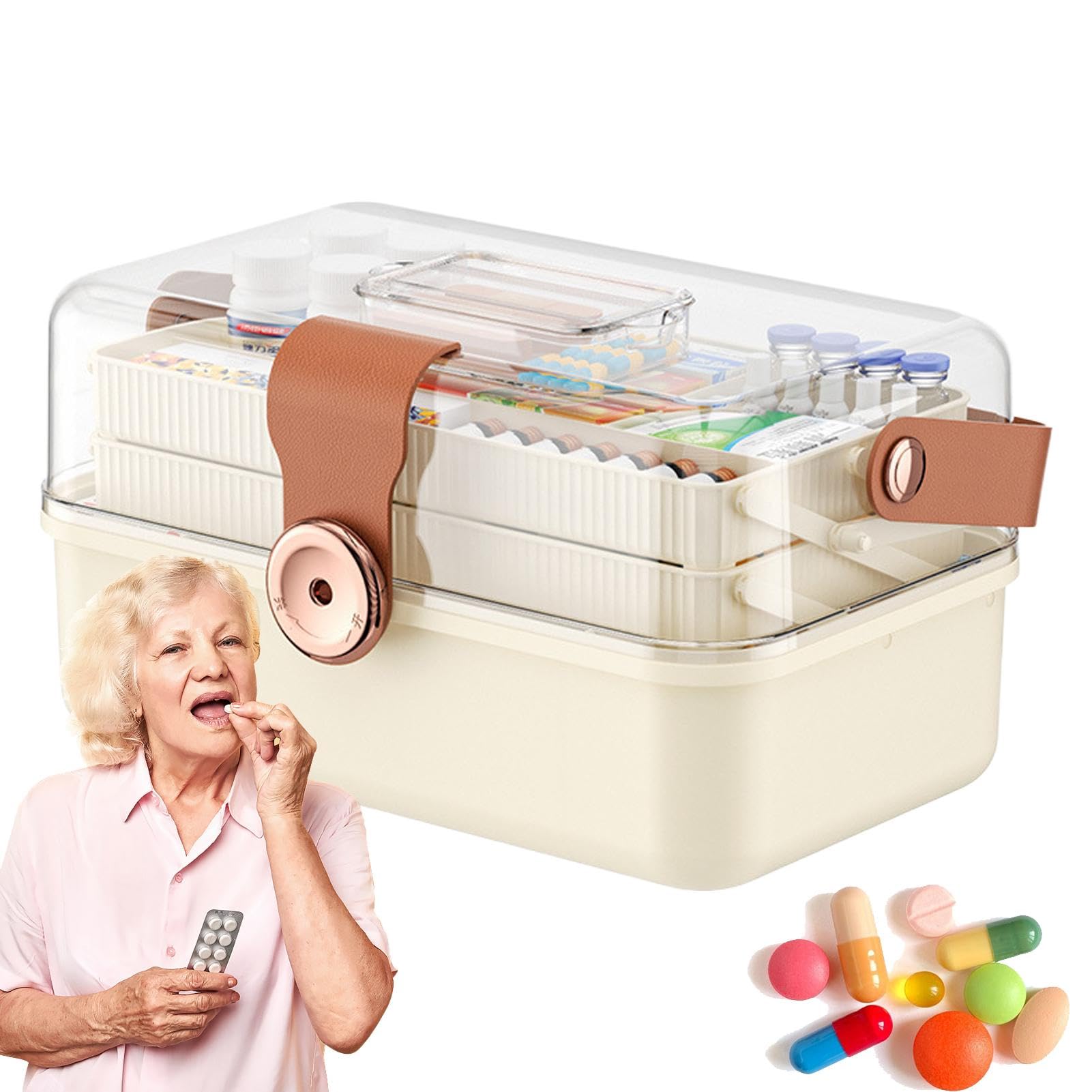 Contenitore Organizer Farmaci Multiuso Portatile Con Manico E Coperchio | Organizer Divisore Compresse Contenitore Portatile Pillole Con Manico Per Uso Quotidiano Domestico E Viaggio