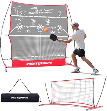 MerryMove Pickleball Rebound Net for Practice Pickle Ball Rebounder Training Equipment for Solo Practice - 6FT Mini Pickleball Net for Outdoor Driveway Backyard and Indoor Garage