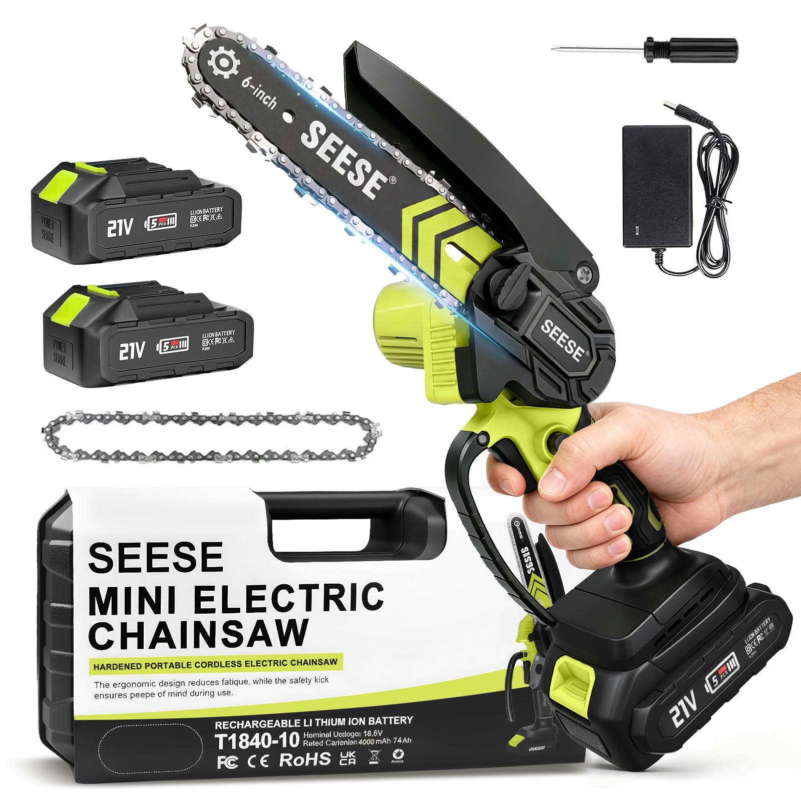 SEESE 6-inch Mini Chainsaw Cordless (950W)