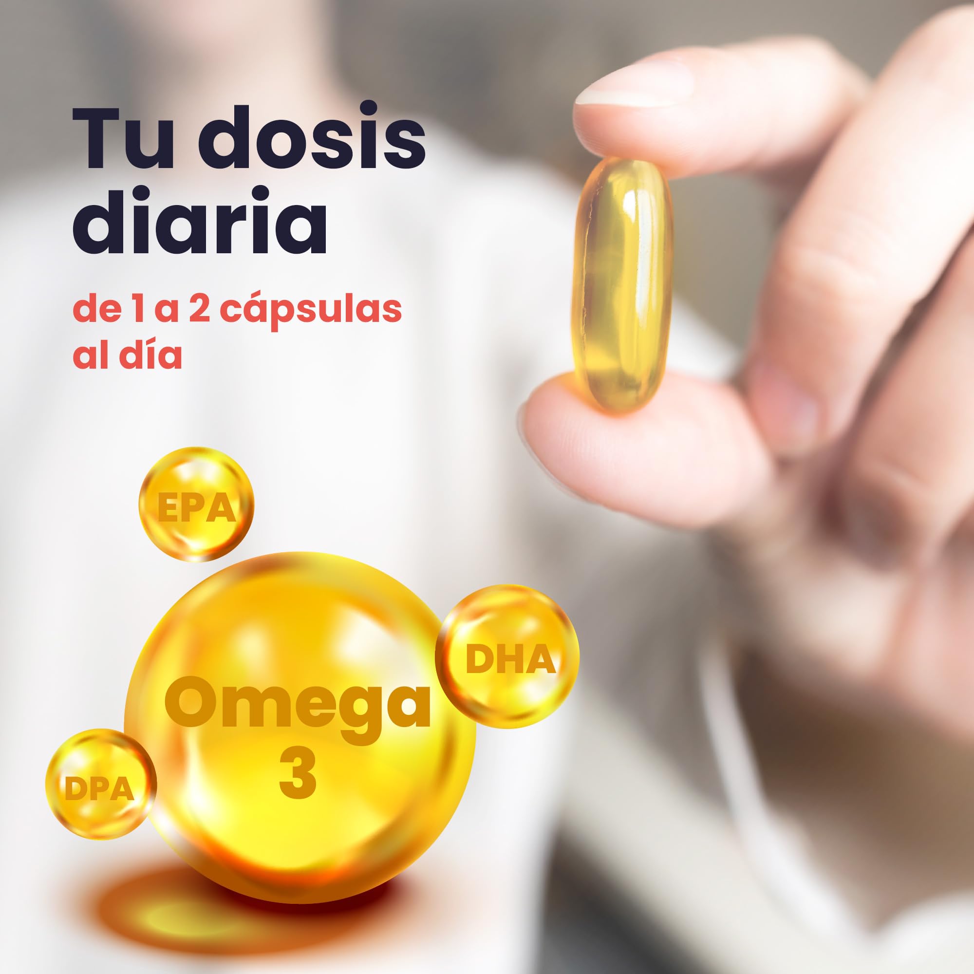 by Brudy Lab - Omega 3 2400 mg DHA High Dose – Cápsulas con DHA, EPA y DPA en Triglicéridos - Aceite de Pescado Concentrado - 60 Cápsulas