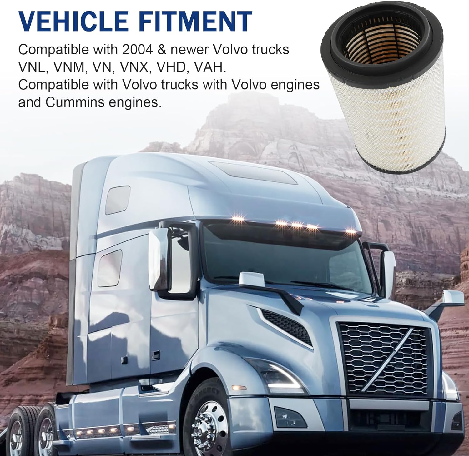 Engine Air Filter 21715813 Compatible with Volvo VNL 780 760 860 670 630, VN 780 670, VH VHD VNM D12 D13 D16 Replaces RS4642 P606720 LAF9201