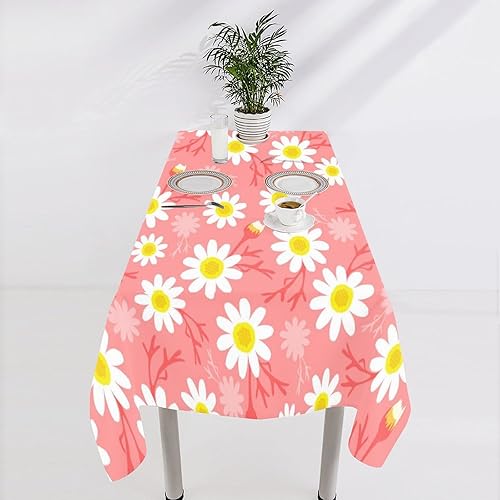 Miniatura 1027 de Mantel floral hippie, diseño retro de los años 70, naranja, rosa, azul, floral, bohemio, estampado estético de margaritas, para fiesta, picnic