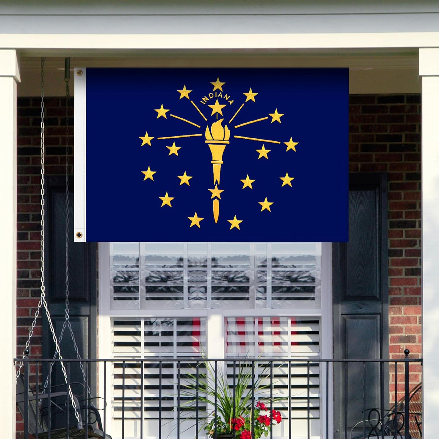 Indiana Flag 3x5 FT Heavy Duty Outdoor, Fully Embroidered Torch and 19 Stars with “INDIANA” Lettering | 210D Fabric | Brass Grommets and 4 Stitch Hemming | State of Indiana IN Flags for House Garden - Image 7