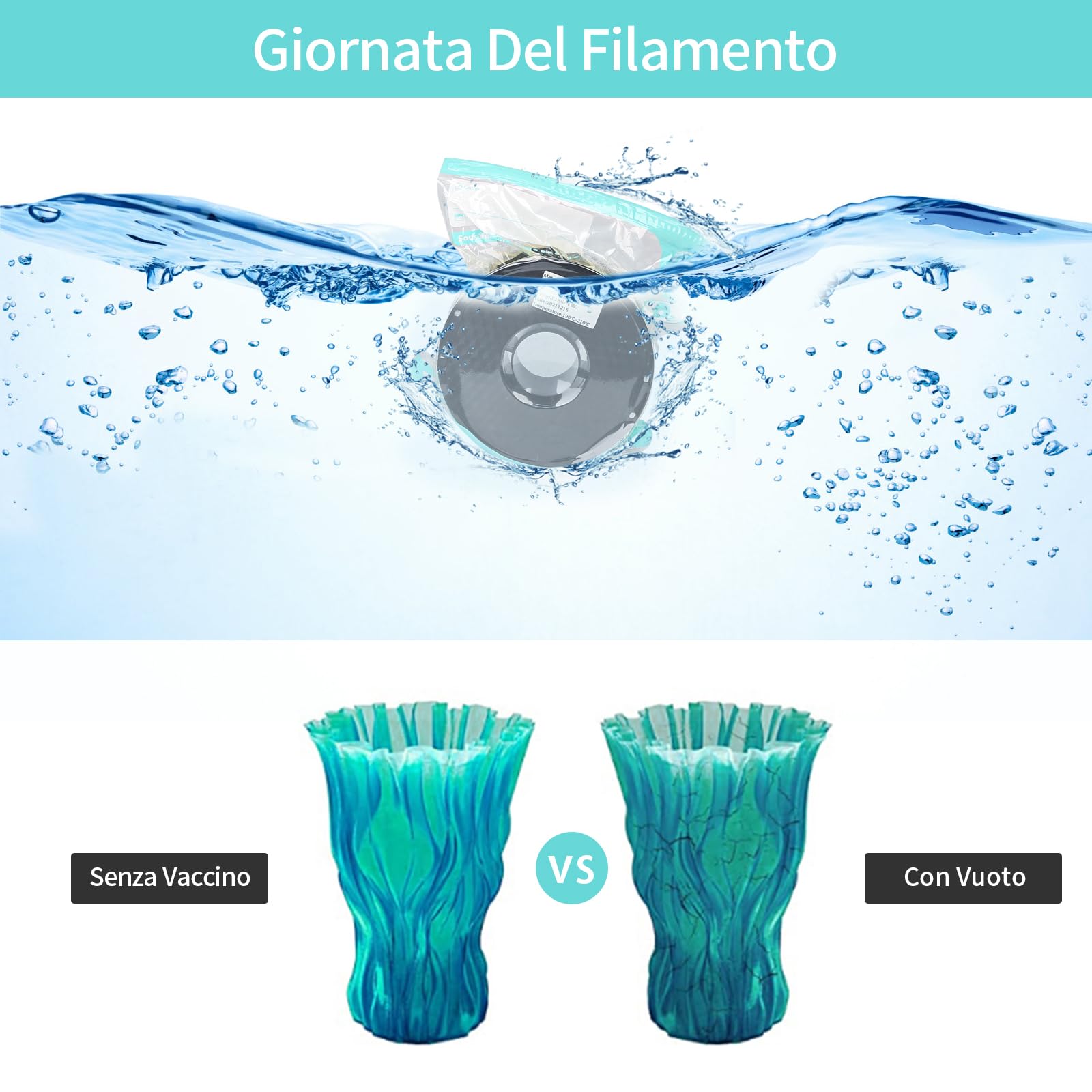 Filamento per Stampante 3D kit di Sacchetti per il Vuoto, 10 Pezzi Addensare Sacchetti Sottovuoto con Pompa Automatica/Pinze, Sacchetti Sigillati Sottovuoto per PLA ABS materiali di consumo