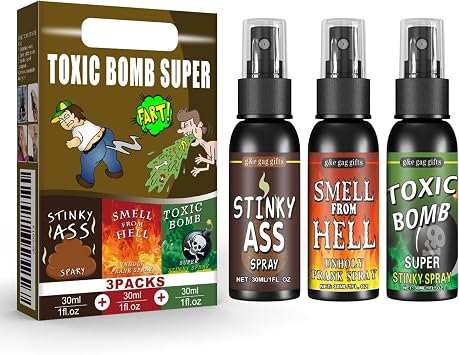 3 Bottles Fart Spray, Potent Stink Bomb Tricky Liquid Assfart Spray, Safe Portable Extra Strong Stink Tricky Toys, Prank Stuff & Joke Toys for Farting 30ml