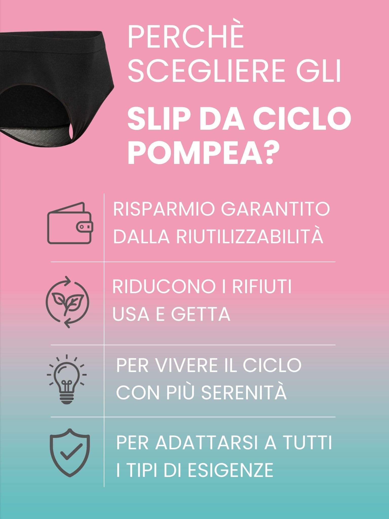 POMPEA Mutande Assorbenti Donna, Slip Mestruale Senza Cuciture, Lavabile e Riutilizzabile