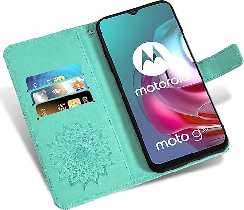 Miniatura 3 de Funda de teléfono para Moto G30G20G1010 Power 2021 con protector de pantalla de vidrio templado, funda delgada de cuero con tapa para tarjetas