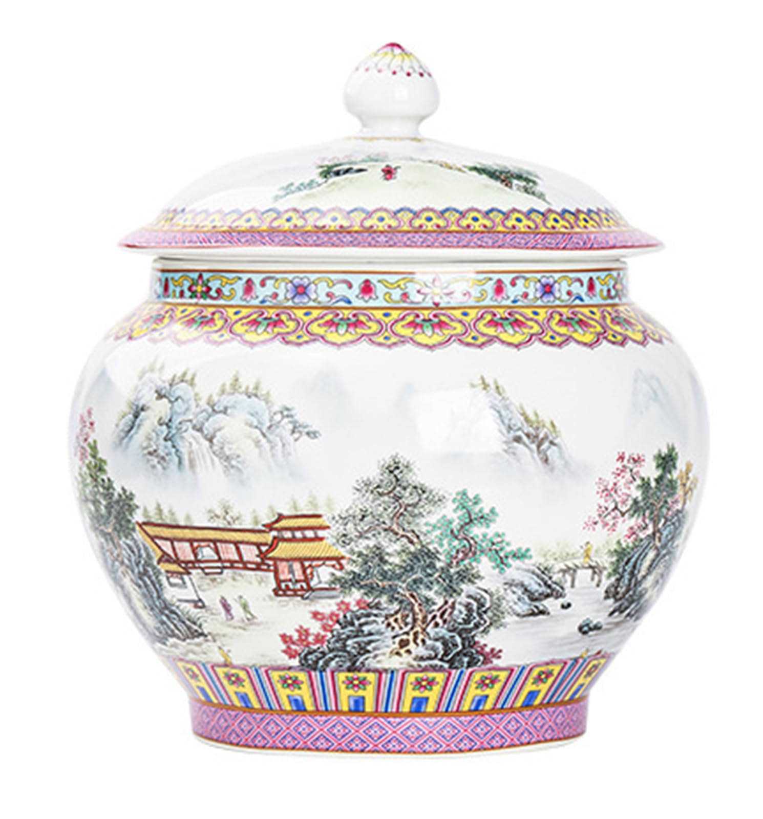 NHDVDVAV Handcrafted Ceramic Ginger Jar,Chinoiserie Ginger Jar for Home Decor, Decorative Vase with Lid for Living Room, Bedroom & Office,Centerpiece,F