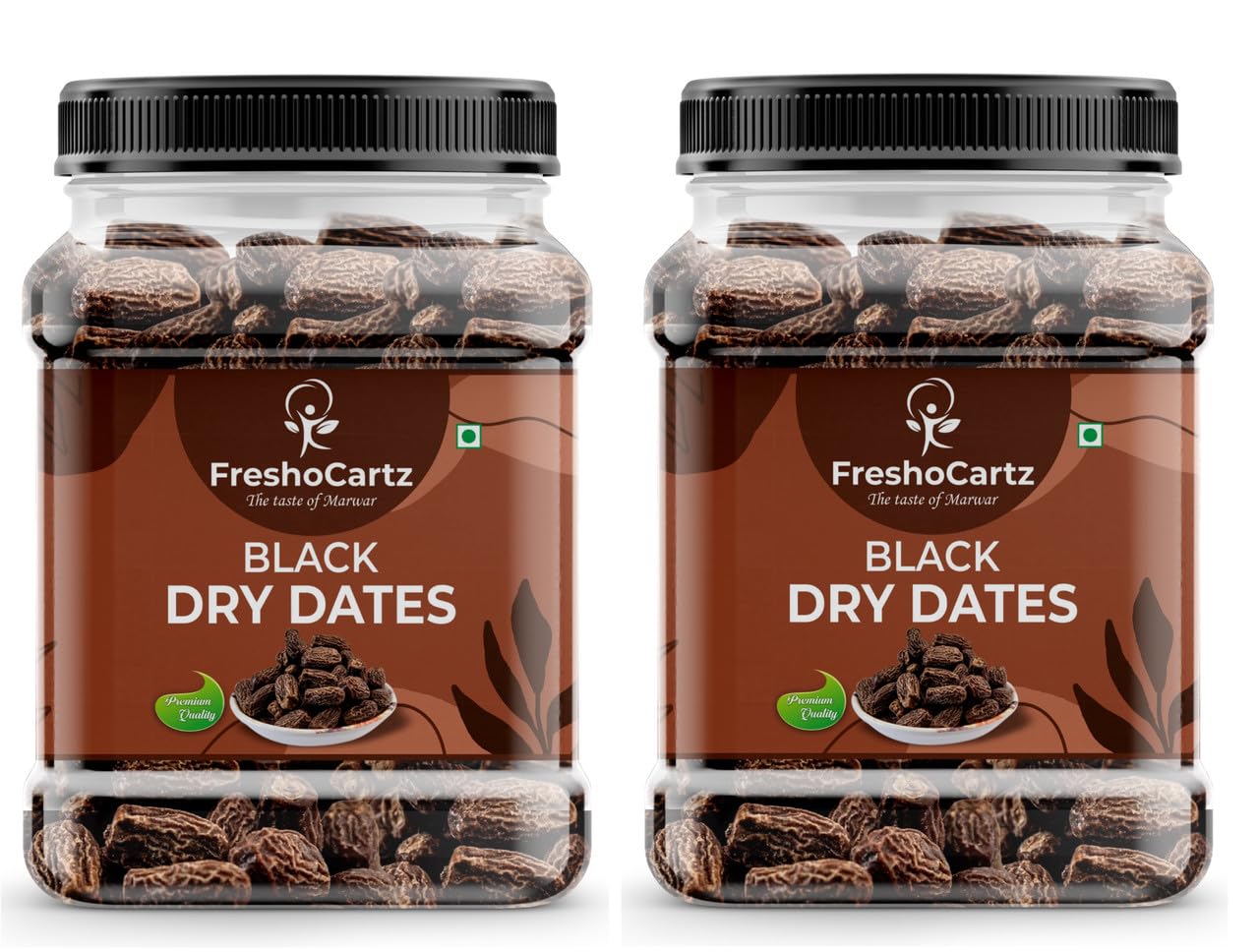 FreshoCartz Black Dry Dates Pack Of 2 2KG (1KG×2 Jar) | Premium Sukha Khajoor | Natural Dry Chuhara | Sweet Kharak | Traditional Indian Kharek | Jar Pack for Festive Use & Everyday Snacking
