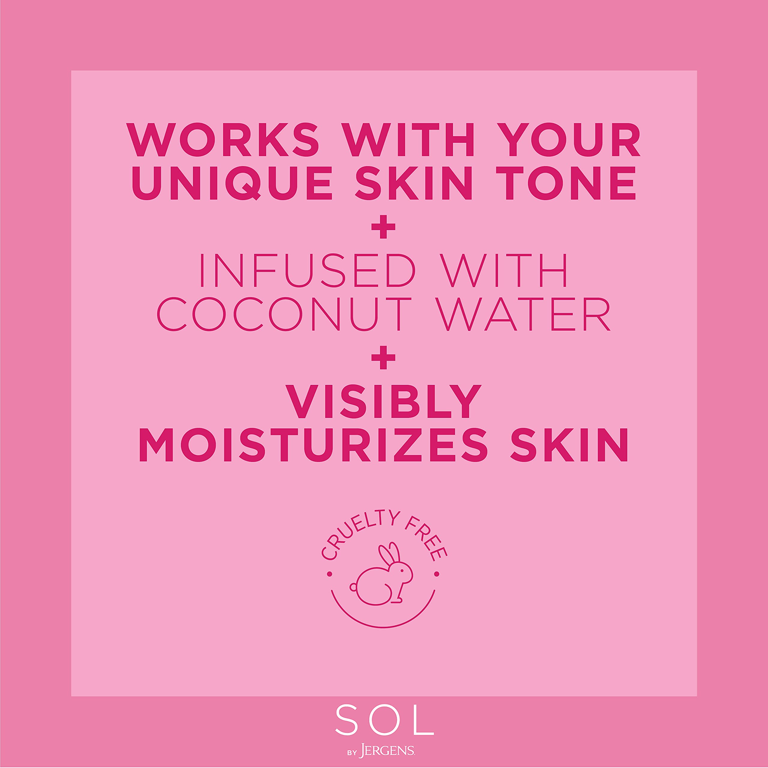 SOL by Jergens Self Tanner Body Bronzer, For All Unique Skin Tones, Sunless Tanning, Washoff