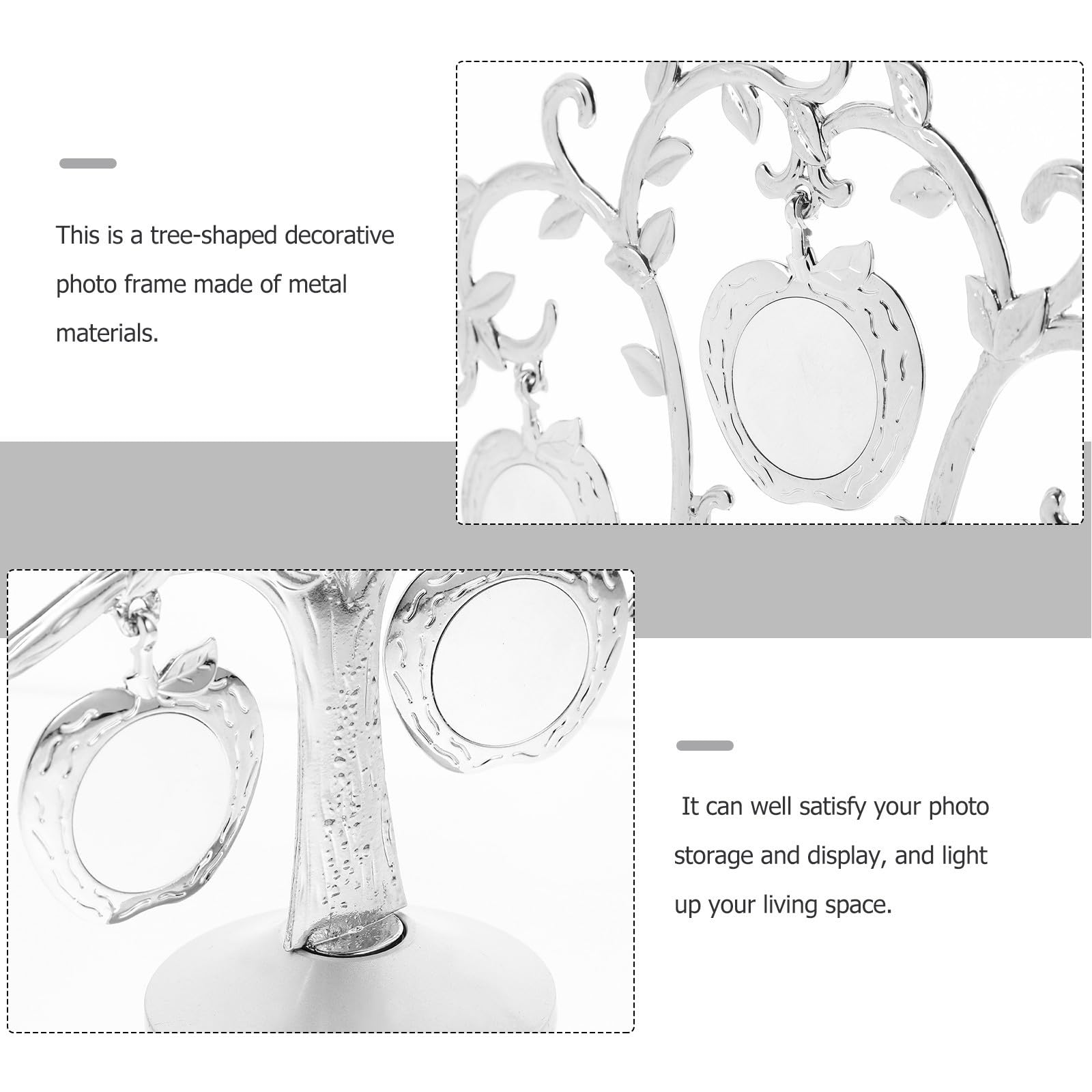 Mipcase Marco de Fotos en Forma de Árbol, Portafotos de Metal, Blanco Gemas, 1, Decorativo y Práctico, para Bodas y Decoración del Hogar